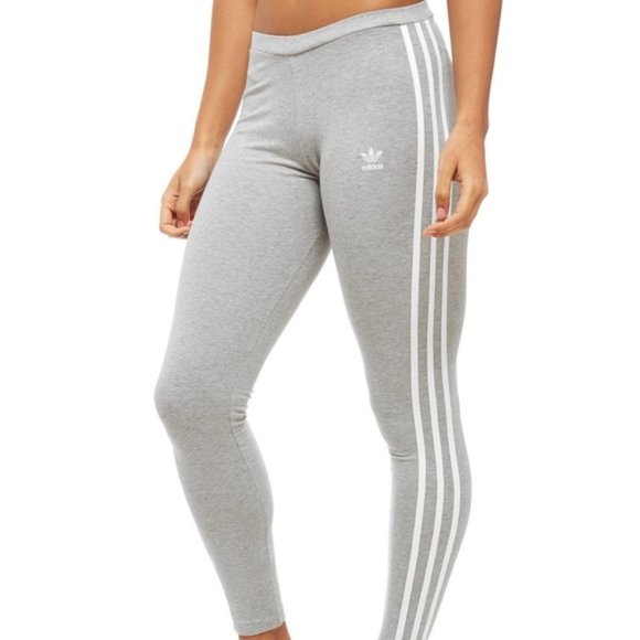adidas grey leggings 3 stripes